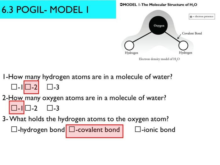 Pogil properties of water answers