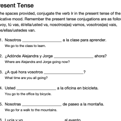 Ir spanish worksheet verbs verbos