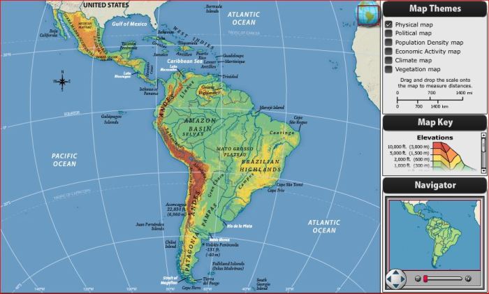 Physical map of latin america quiz