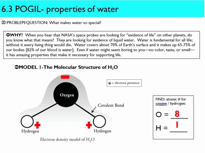 Pogil properties of water answers