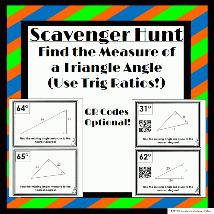 Angles of triangles scavenger hunt answer key